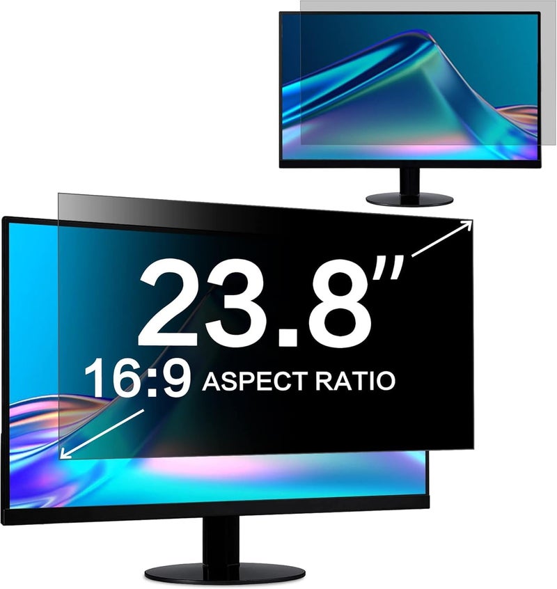 ZOEGAA 23.8 Inch Computer Privacy Screen Filter for 16:9 Widescreen Computer Monitor 20.75"x11.68", Computer Screen Privacy 23.8 inch and Anti Blue Light Anti Glare Protector - Image 1